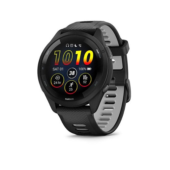 Garmin | Forerunner 265 46mm Bluetooth Running Smartwatch - Black/Powder Grey | 010-02810-00