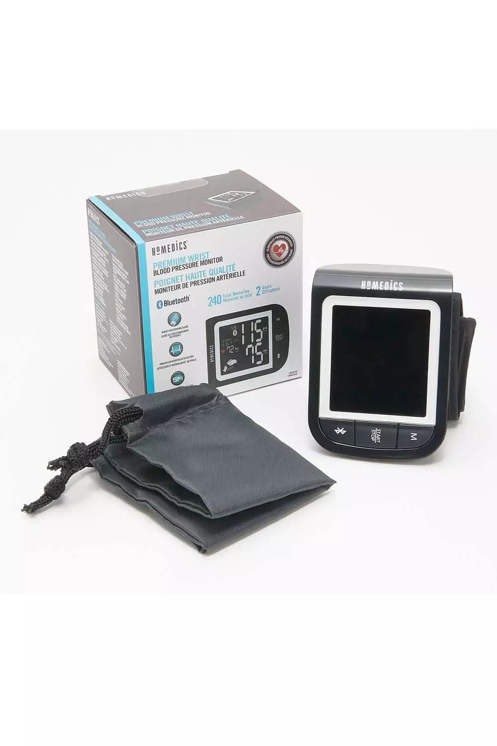 HoMedics | Wrist Blood Pressure Monitor with Attached Wrist Cuff and Bluetooth | BPW-930BT