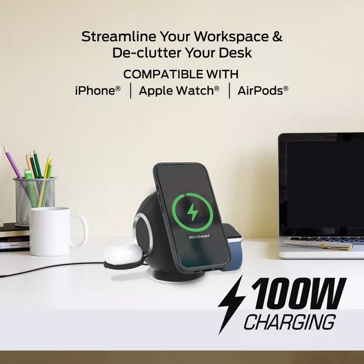 Monster | Desktop Wireless Charging Sphere 10-IN-1 - Black | MWS8-1010-BLK