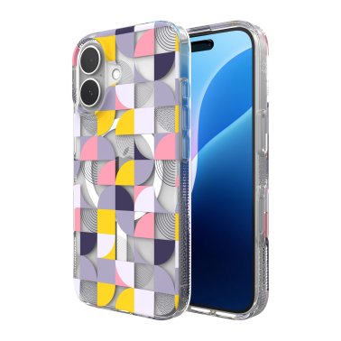 ZAGG | Milan Graphene Snap Case iPhone 16 - Pink/Grey Geometric | 15-13588