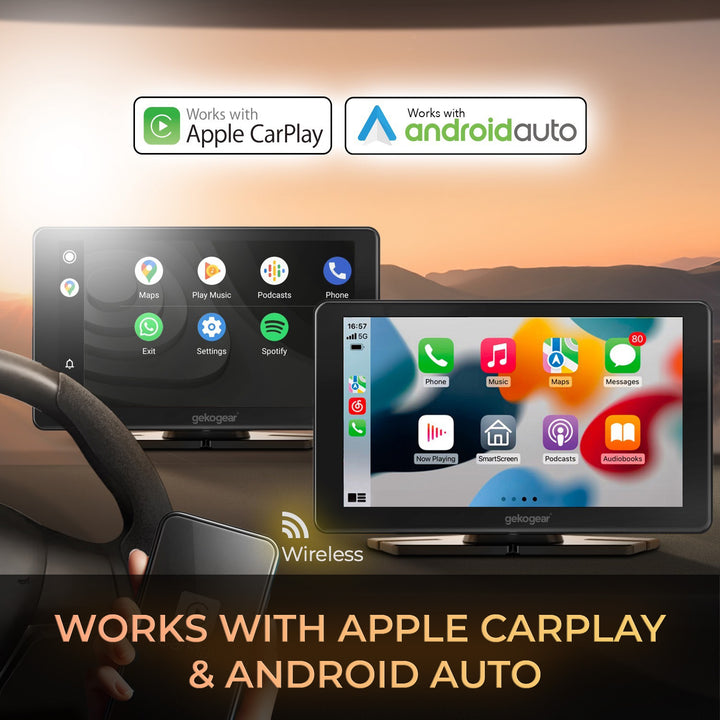 myGEKOgear | Orbit C110 7in. Display for Apple CarPlay Android Auto with Dual Dash Cam, Back Up Camera - Black | 15-12812