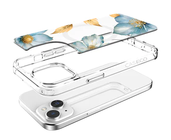 Caseco | iPhone 13/14/15 - Clear Design Case - Blue Wildflower | ED24B1-00FV