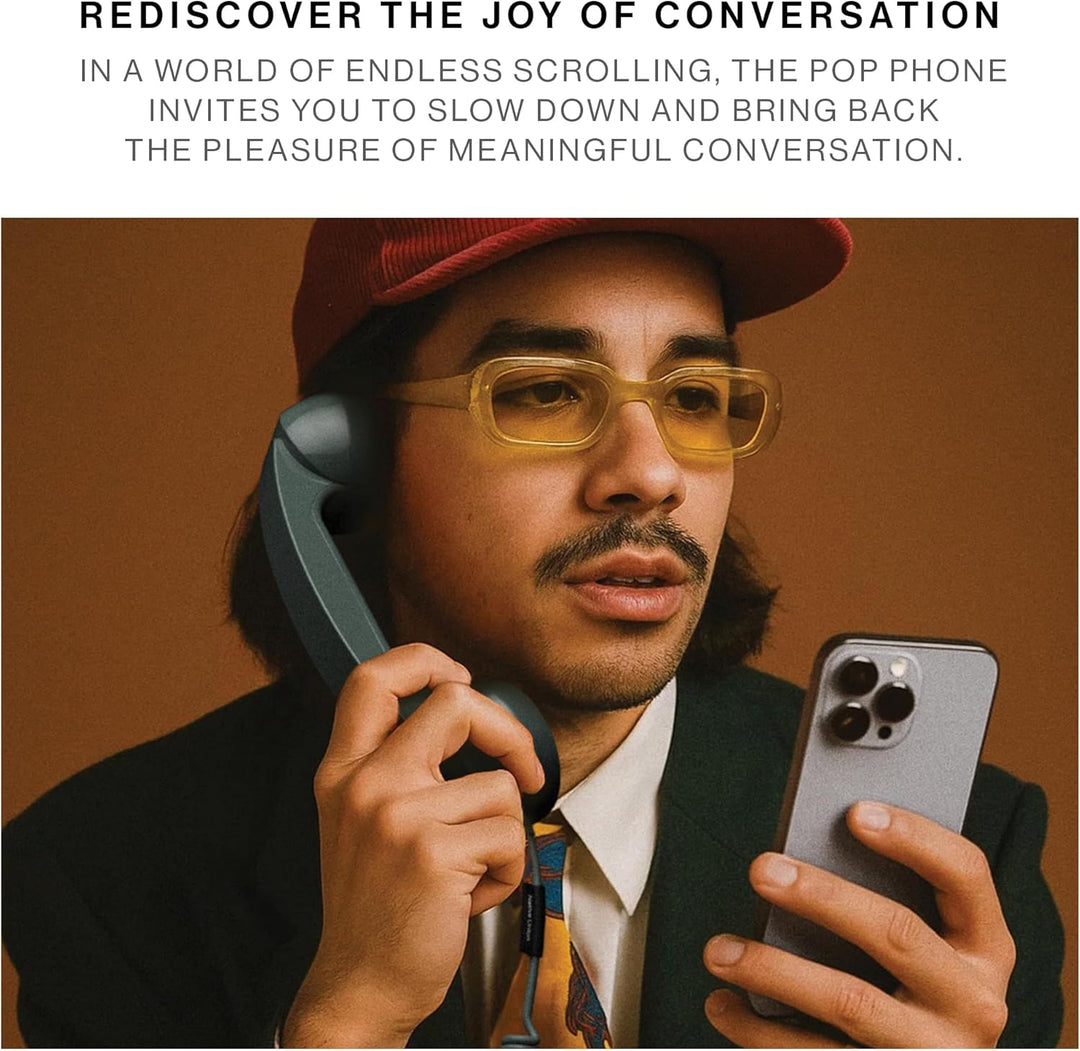 Native Union | POP Phone Retro Telephone Handset with Mic & Speaker, USB-C for iPhone, iPad, Laptop, Tablet - Black | POP-P-BLK