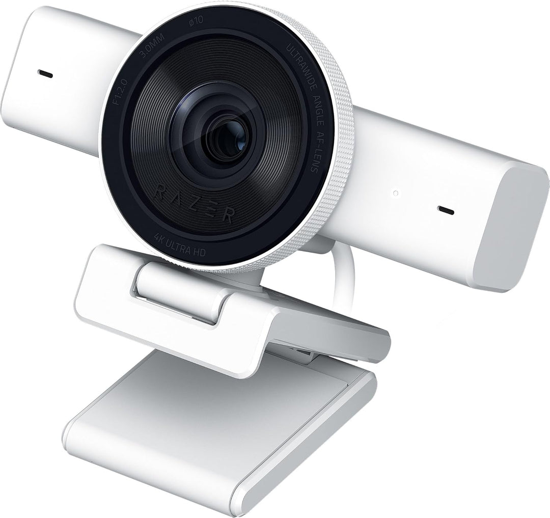 Razer | Kiyo V2 Streaming Webcam: 4K 30 FPS, 1080p 60 FPS AI Powered Auto-Framing Built-in Microphone - White | RZ19-05370200-R3U1