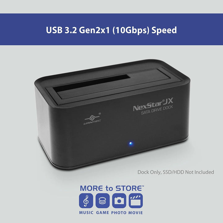Vantec | NexStar JX, USB 3.2 Gen2x1, USB C, Single Bay Storage Dock for SATA Drive | NST-D158C3-BK