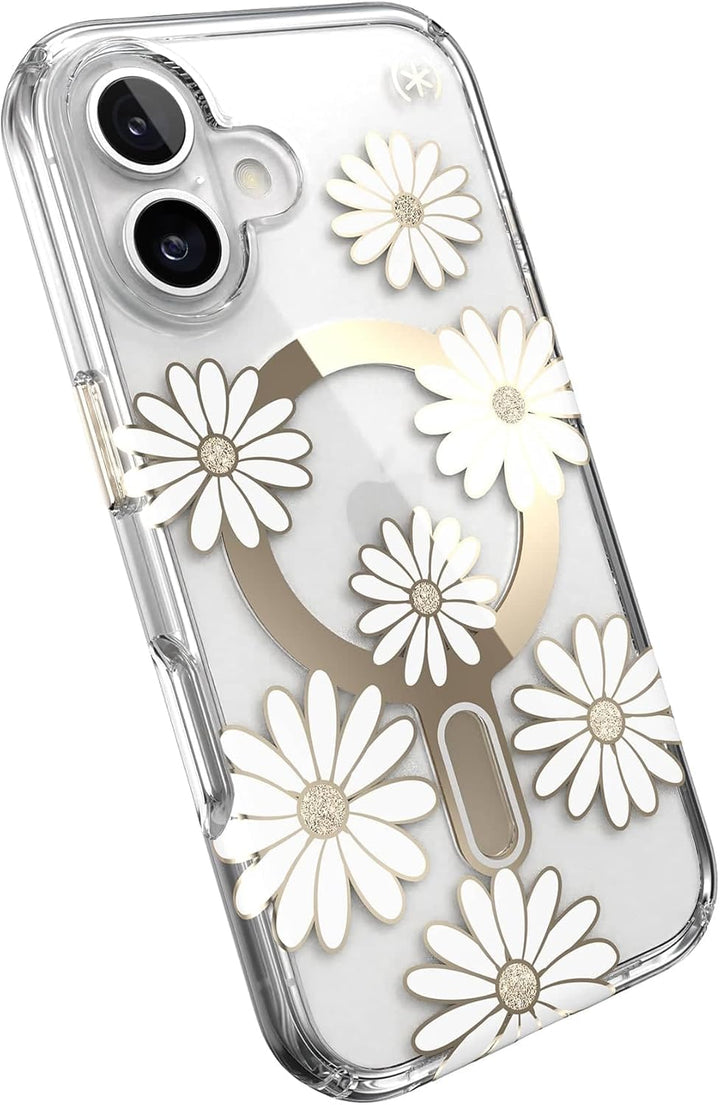 Speck | Presidio Lux MagSafe with ClickLock Apple iPhone 16 - Daisies/Clear | 150745-3257