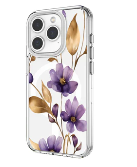 Caseco | Clear Design Case iPhone 15 Pro Max - Purple Wildflower | ED24B4-00FX