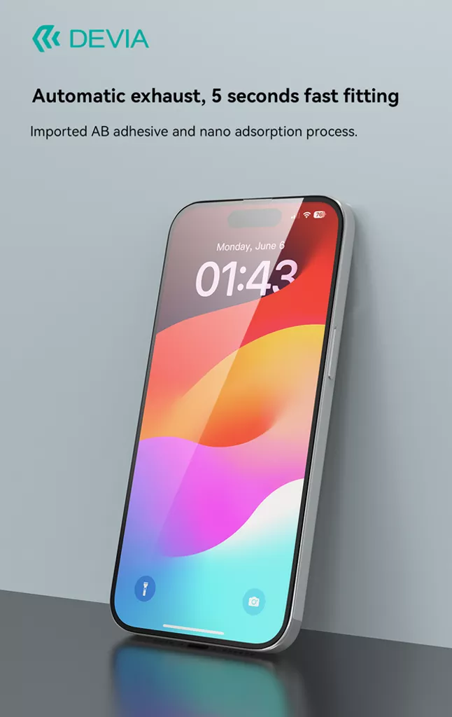 Devia | Glass Screen Protector Edge to Edge for iPhone 15 Pro Max | 6938595388880