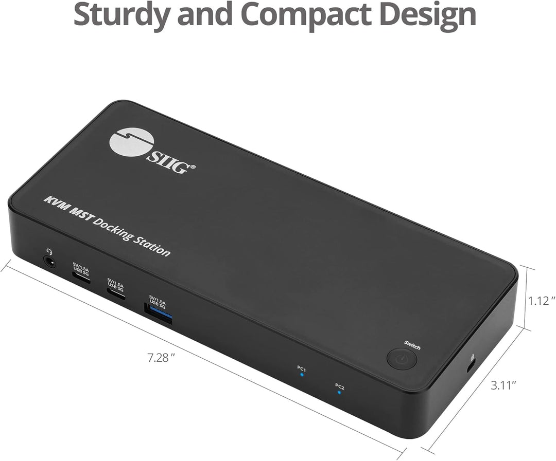 SIIG | AC Dual Host 4K USB-C KVM MST Docking Station w PD Brown Box | CE-DK0111-S1