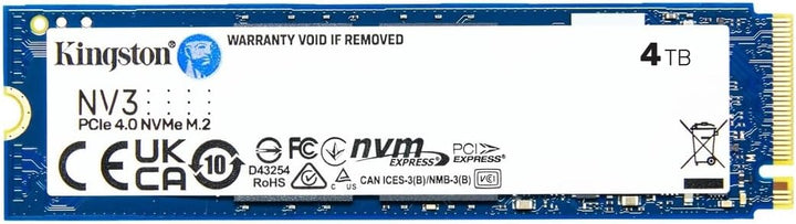 Kingston | SSD 4TB NV3 M.2 2280 PCIe4.0 NVMe Retail | SNV3S/4000G