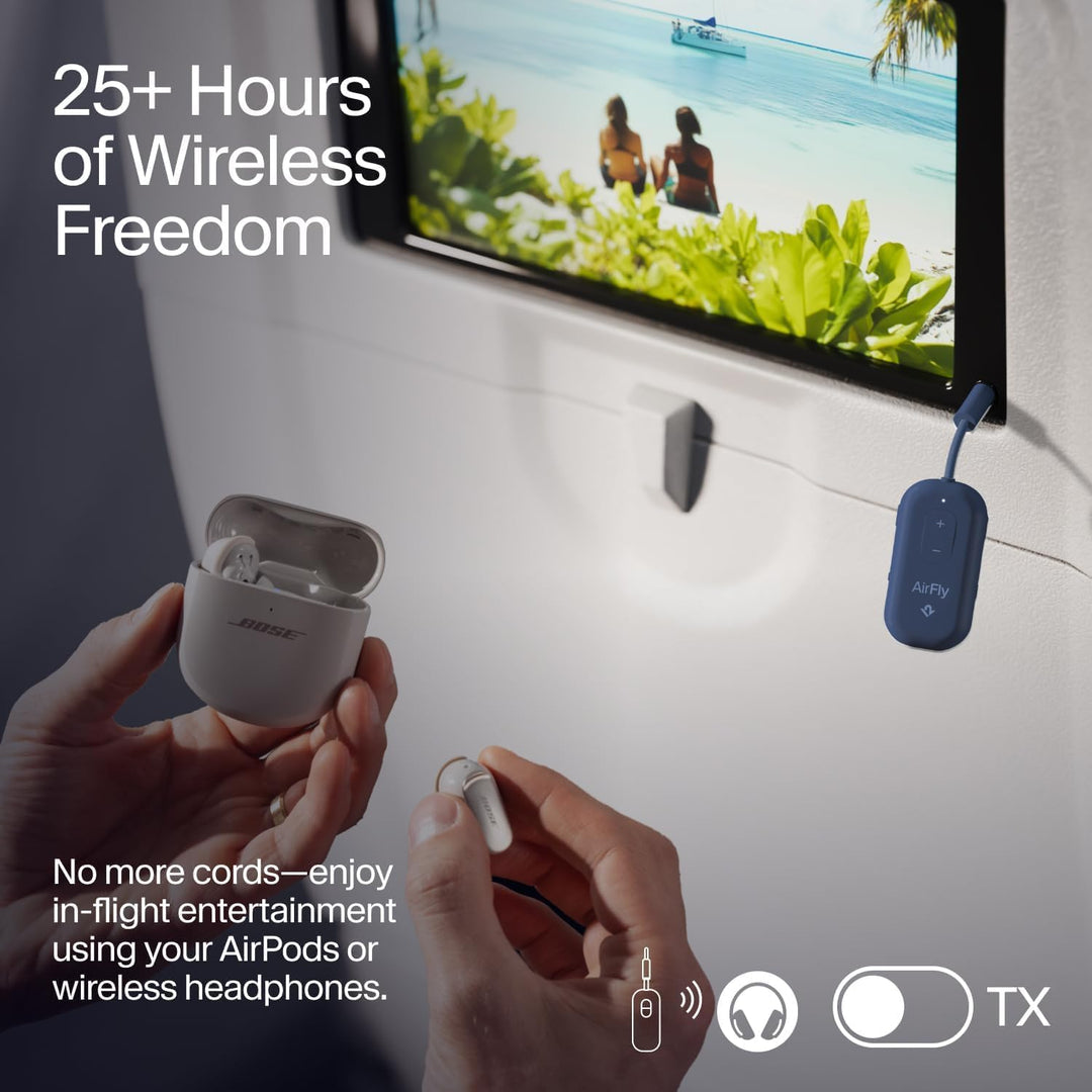 Twelve South | AirFly Pro 2 Bluetooth Adapter for Airplane Pair 2 AirPods or Wireless Headphones - Blue | TS-12-2512