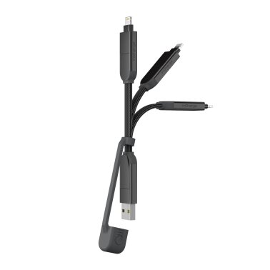 Rolling Square | inCharge XS-240W 4in1 Ultra Fast Charging Keyring Cable - Grey | XS01R