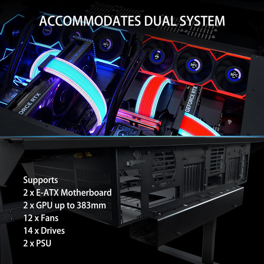 Lian Li | DK-07 Motorized Standing Desk Versatile Motorized Desk & Cable Management - Black | DK07X