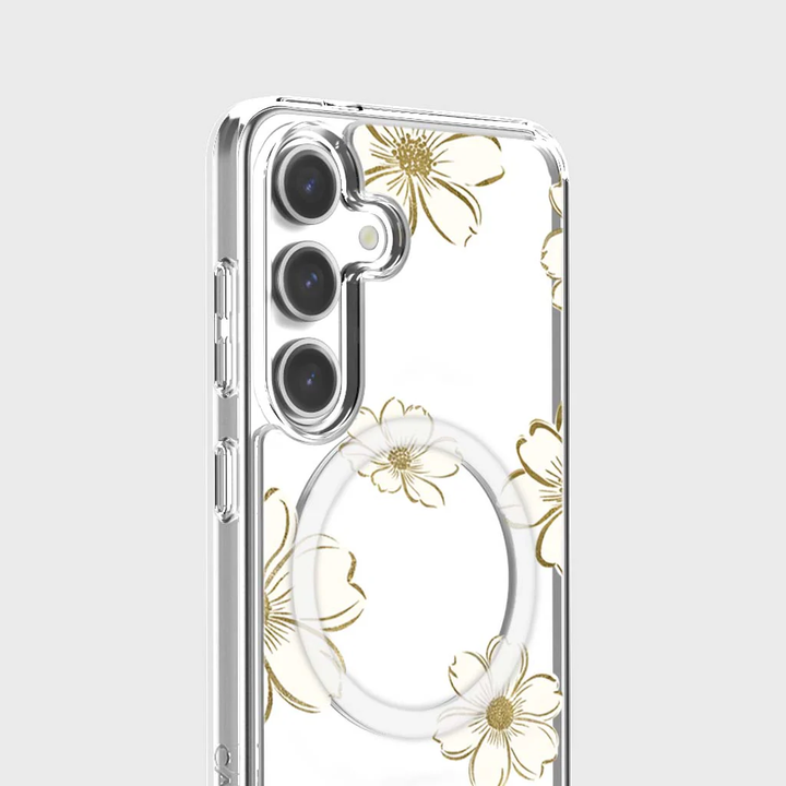 Caseco | Gold Floral Clear Design Case with MagSafe Samsung S25 - Clear | ED24D6-GFL