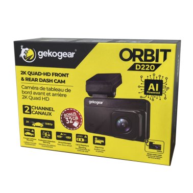 GekoGear | Orbit D220 Full HD 1080p Dash Cam with 3" Screen & Rear Camera | ORBIT220