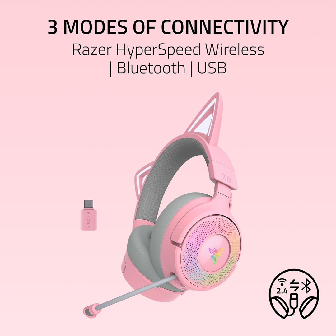 Razer | Kraken Kitty V3 Pro Wireless RGB Gaming Headset - Quartz Pink | RZ04-05170200-R3U1
