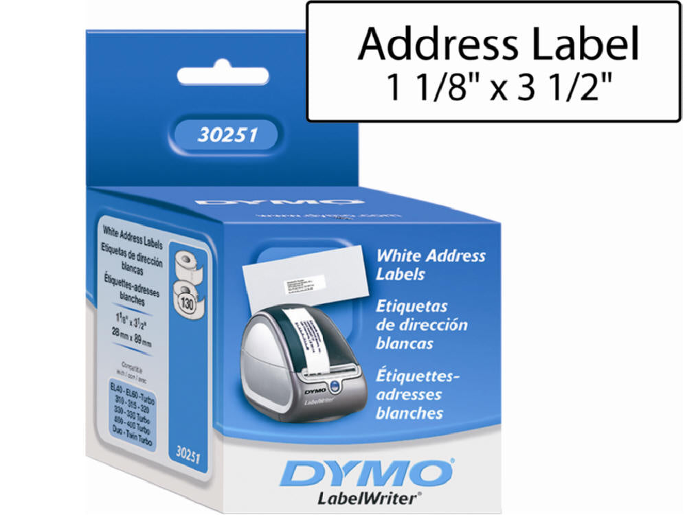 DYMO | LabelWriter Address Labels, 1-1/8" x 3-1/2", 260 Labels | 30251