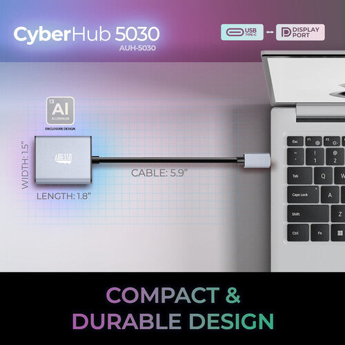 Adesso | USB-C Male to DisplayPort Female Adapter 5.9" - Grey | AUH-5030