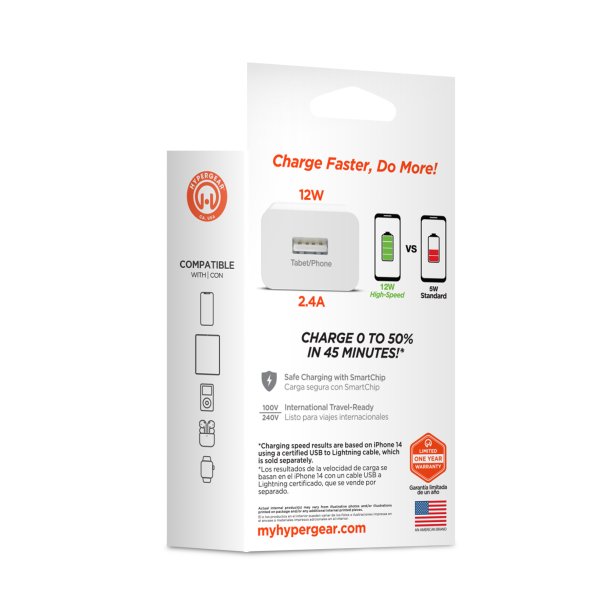 HyperGear | Wall Charger Hub 12W USB-A - White | 15950