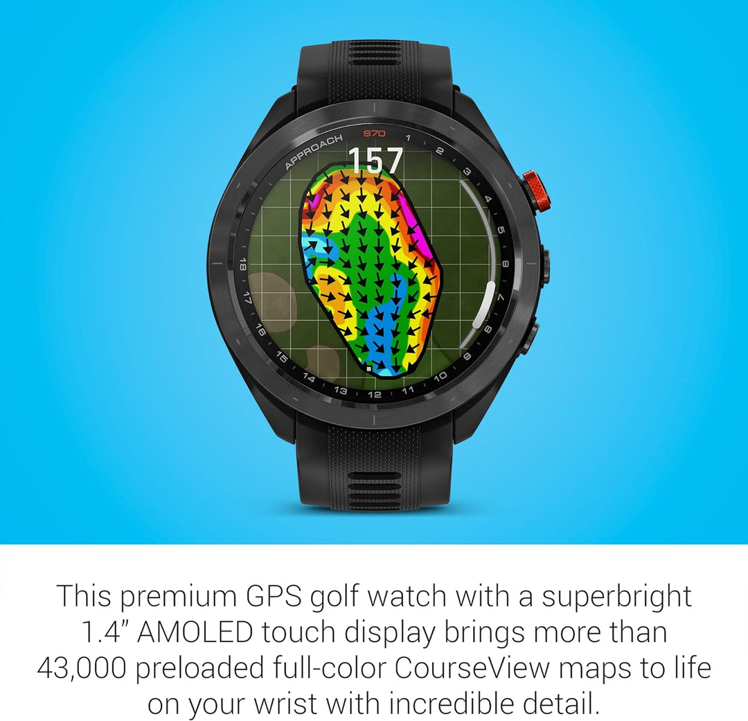 Garmin | Approach S70 47mm Golf GPS Smartwatch - Black | 010-02746-02