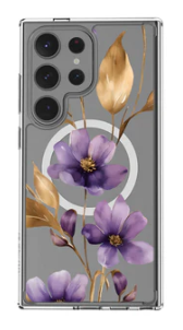 Caseco | Clear Design Case - Purple Wildflower for Samsung S24 Ultra  | ED24C3-00FX