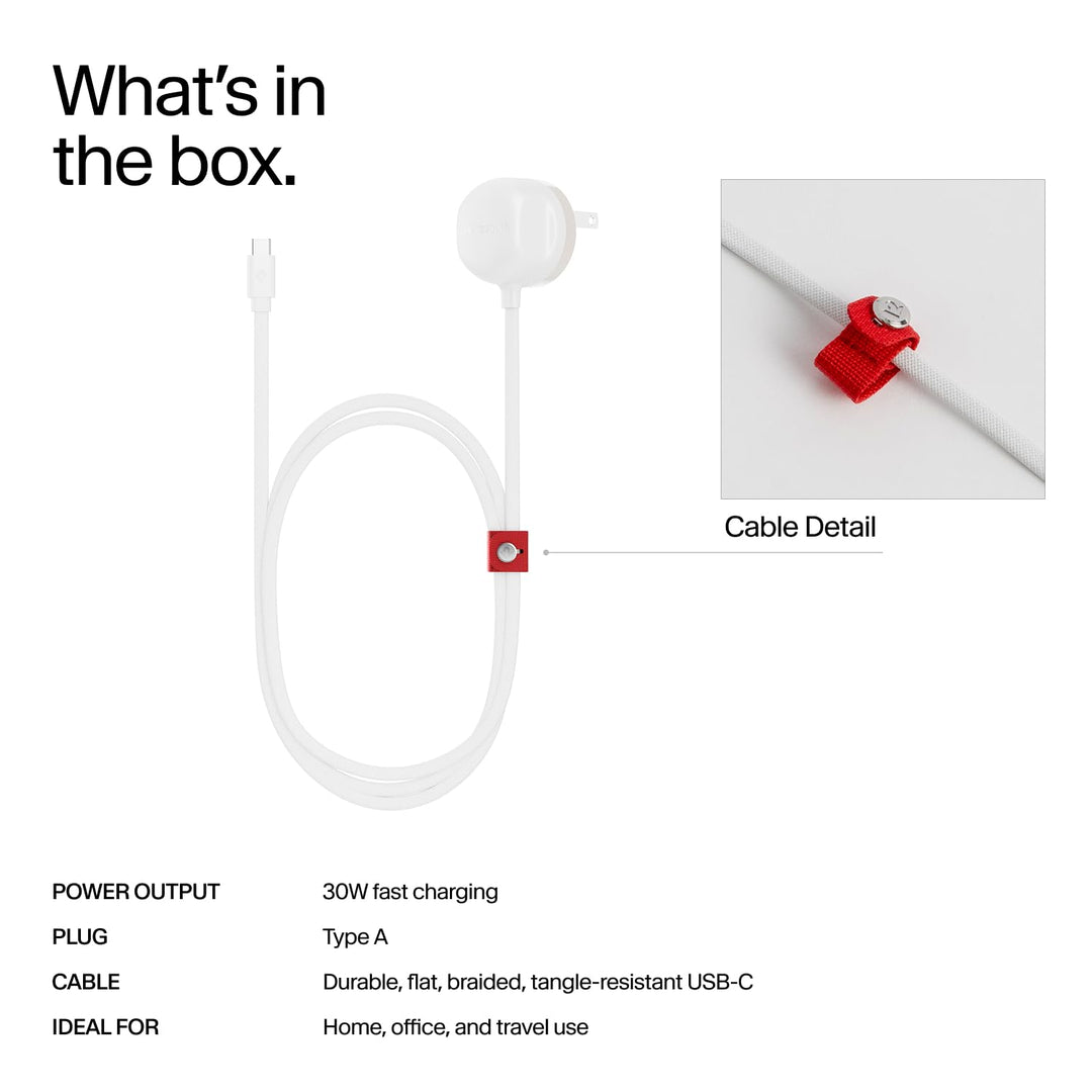 Twelve | Power Cord Wall Adapter with Built-In Cable 4FT US - White/Dune | TS-2547