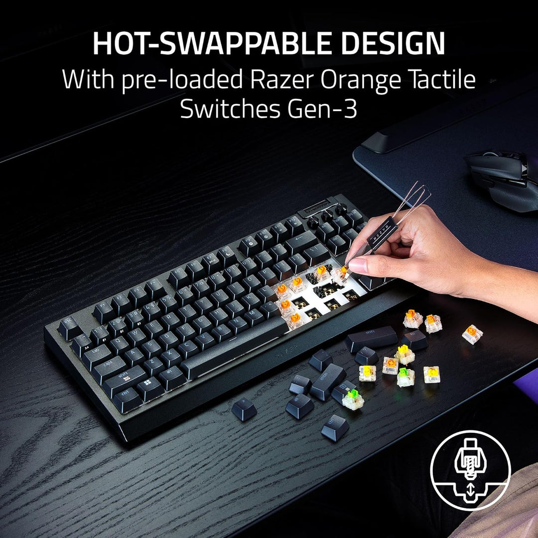 Razer | BlackWidow V4 TKL HyperSpeed Wireless Hot Swappable Gaming Keyboard: Orange Tactile Switches - Black | RZ03-05480200-R3U1
