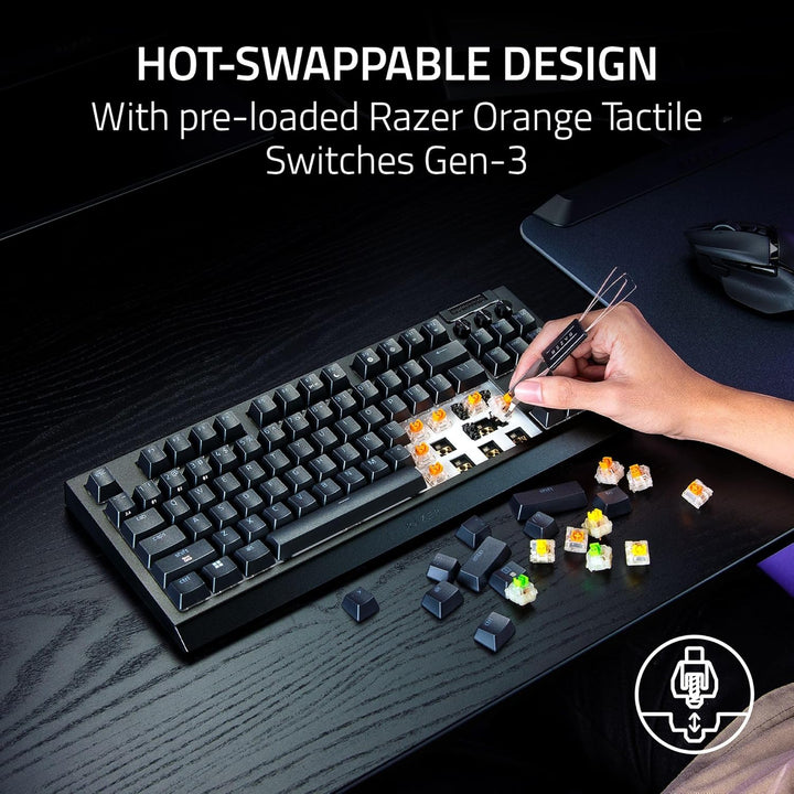Razer | BlackWidow V4 TKL HyperSpeed Wireless Hot Swappable Gaming Keyboard: Orange Tactile Switches - Black | RZ03-05480200-R3U1
