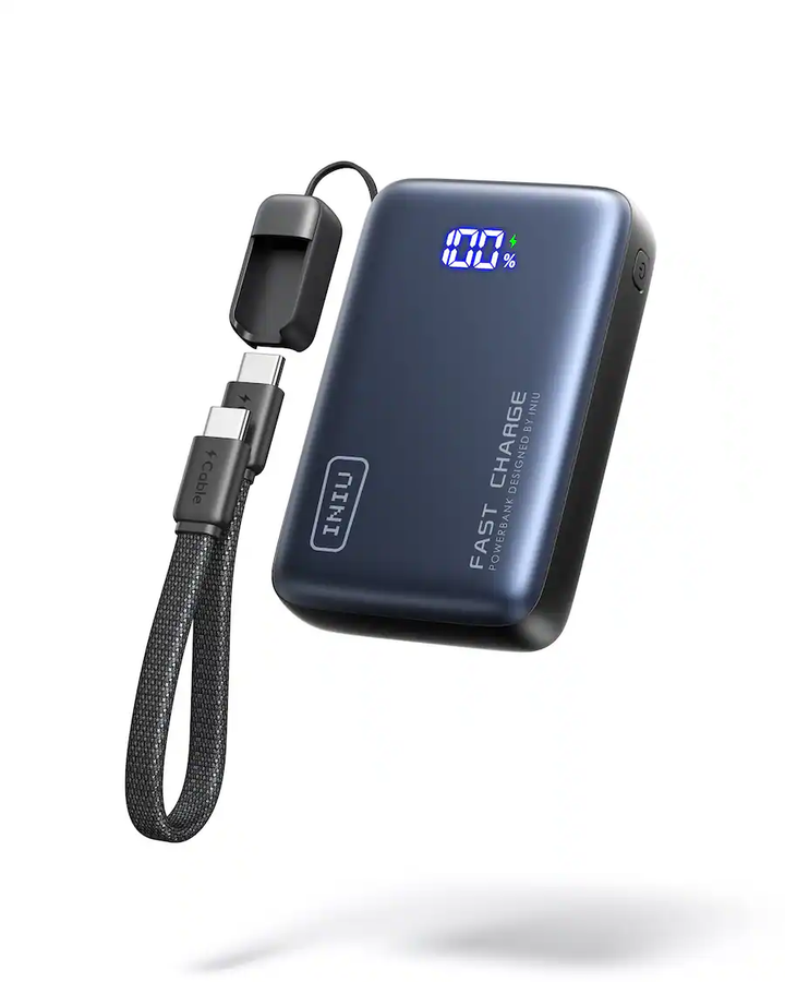 INIU | Pocket Pro Power Bank with LED Display (10,000mAh) - Black | PPT01