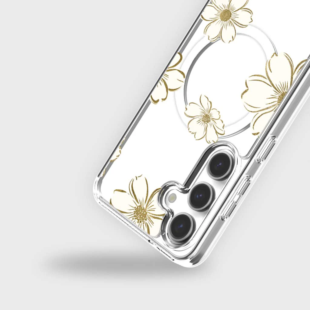 Caseco | Gold Floral Clear Design Case with MagSafe Samsung S25 - Clear | ED24D6-GFL