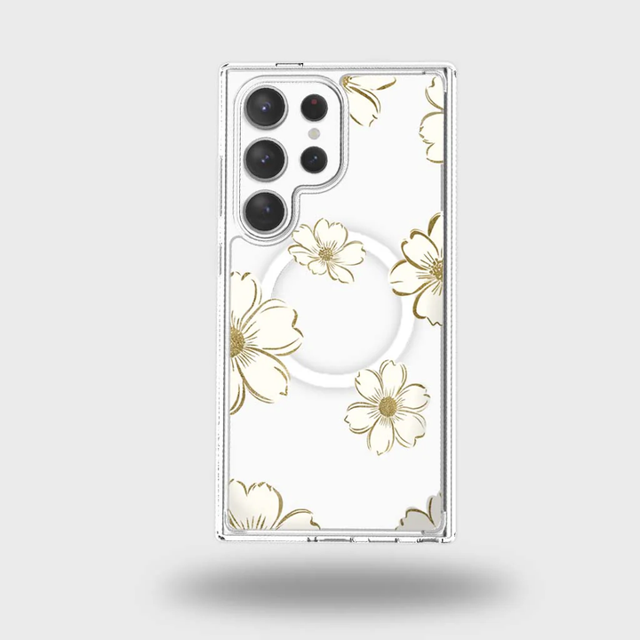 Caseco | Gold Floral Clear Design Case with MagSafe Samsung S25 Ultra - Clear | ED24D8-GFL