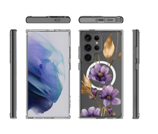Caseco | Clear Design Case - Purple Wildflower for Samsung S24 Ultra  | ED24C3-00FX