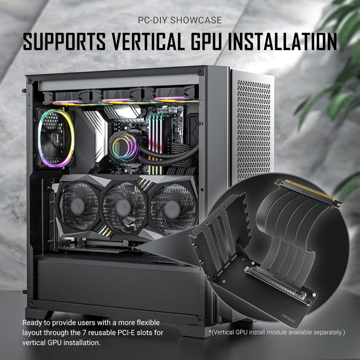 Antec | Mid-Tower E-ATX Gaming Case Mid-tower3 x 120mm PWM Fans Type-C 3.2 Gen2 Ready 2 x 360 mm Radiator Simultaneously - Black | P20C