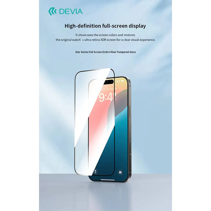 Devia | Star Series Full Screen HD Tempered Glass For iPhone 16 Plus | 6942297115507