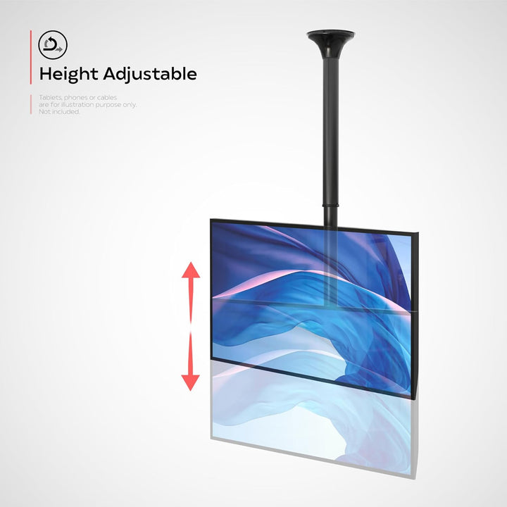 CTA | Height-Adjustable Ceiling Mount for Monitors and TVs up to 44 Lbs - Black | ADD-HACMMT