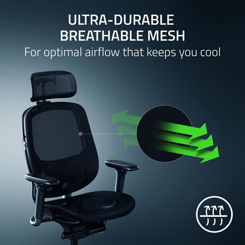 Razer | Fujin Pro Ergonomic Mesh Gaming Chair - Black | RZ38-04940100-R3U1