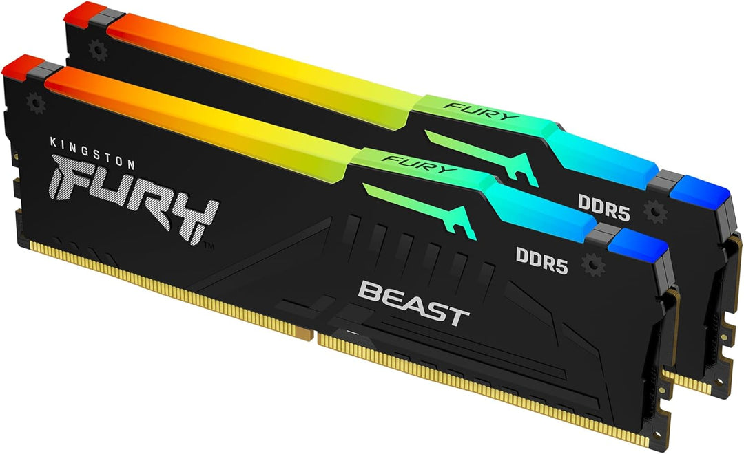 Kingston | Fury Beast RGB 32GB (2x16GB) 6000MT/s DDR5 CL36 Desktop Memory AMD Expo Plug N Play Kit of 2| KF560C36BBE2AK2-32