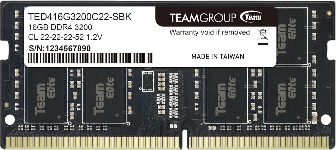 Team Group | Laptop Memory Module Ram 16GB PC4-25600 DDR4 3200MHz SO-DIMM | TED416G3200C22-S01
