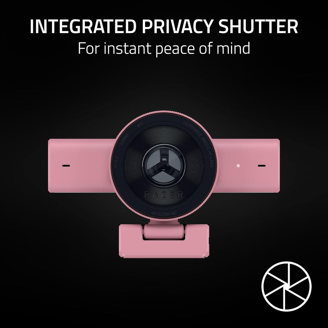 Razer | Kiyo V2 Streaming Webcam: 4K 30 FPS, 1080p 60 FPS AI Powered Auto-Framing Built-in Microphone - Pink | RZ19-05370300-R3U1