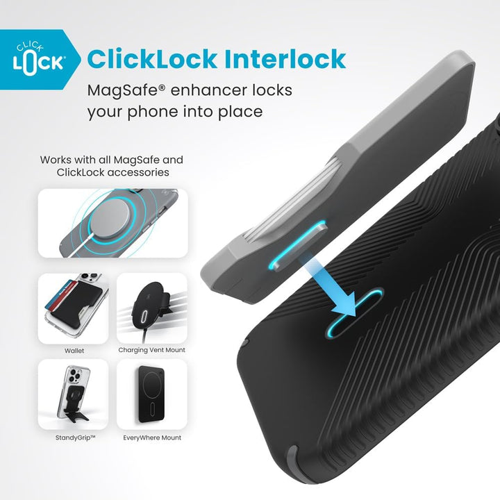 Speck | Presidio2 Grip MagSafe with ClickLock Apple iPhone 16 - Black | 150689-3205