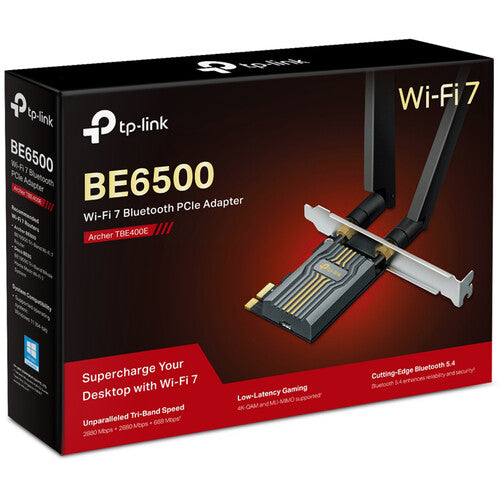 TP-Link | Tri-Band Wi-Fi 7 Bluetooth PCI Express Adapter SPEED: 2880 Mbps at 6 GHz | TBE400E