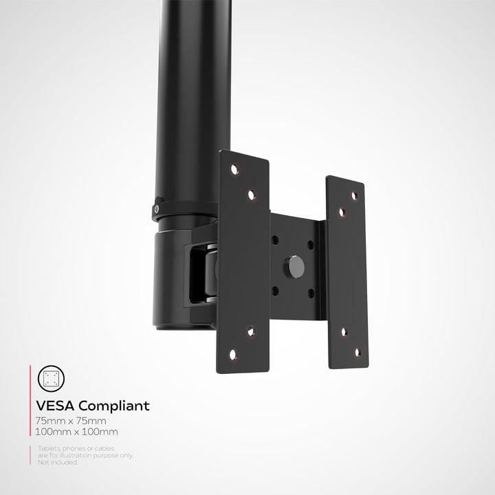 CTA | Height-Adjustable Ceiling Mount for Monitors and TVs up to 44 Lbs - Black | ADD-HACMMT