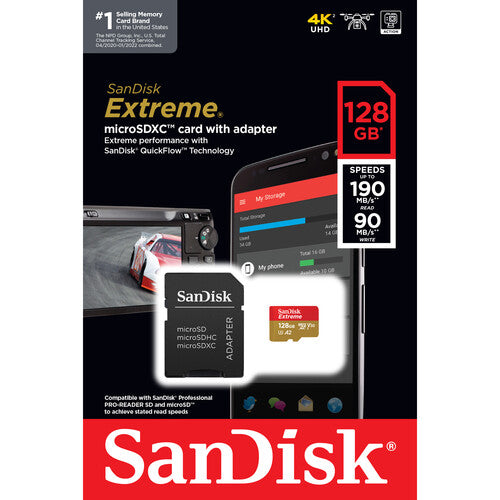SanDisk | Extreme Plus 128GB 250MB/s microSD UHS-I Memory Card | SDSQXBJ-128G-GU6MA