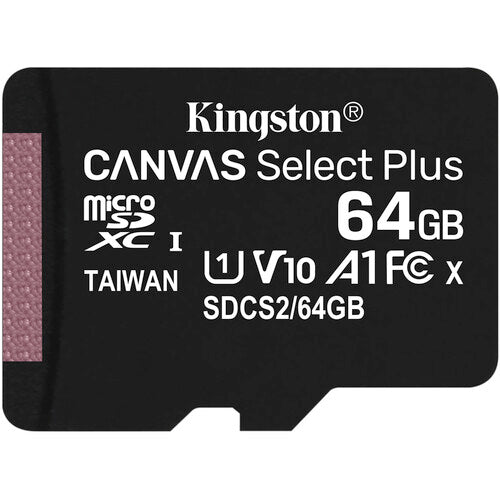 //// Kingston | Canvas Select Plus 64GB UHS-I microSDXC Memory Card with SD Adapter |  DCS2/64GB-2P1ACR