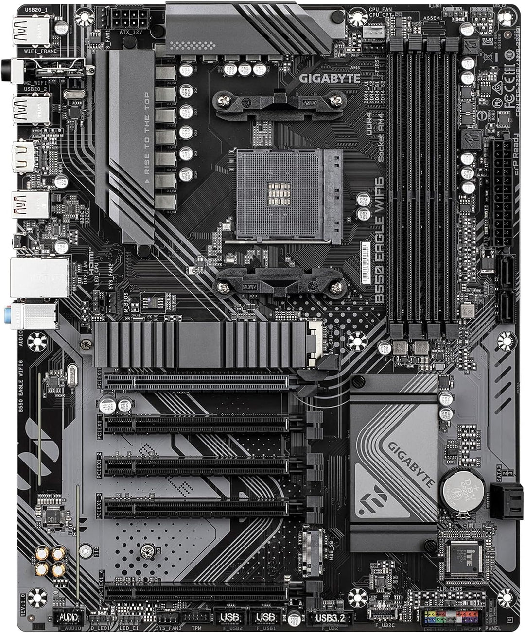 Gigabyte | B550 Eagle WIFI6 Motherboard 1xPCIe 4.0 + 1xPCIe 3.0 M.2, 1GbE LAN, WiFi 6, USB 3.2 Gen 2 | B550 EAGLE WIFI6
