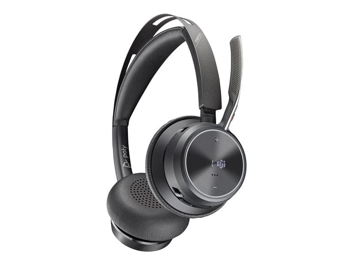 Poly Voyager | Focus 2 Headset On-Ear Bluetooth Wireless Active Noise Canceling USB-C Via Bluetooth adapter  Zoom Certified Certified for Microsoft Teams - Black Stand |  9T9J6AA#AC3