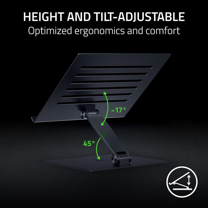 Razer | Adjustable Aluminum Laptop Stand for up to 18" Vented - Black | RC21-02330100-R3U1
