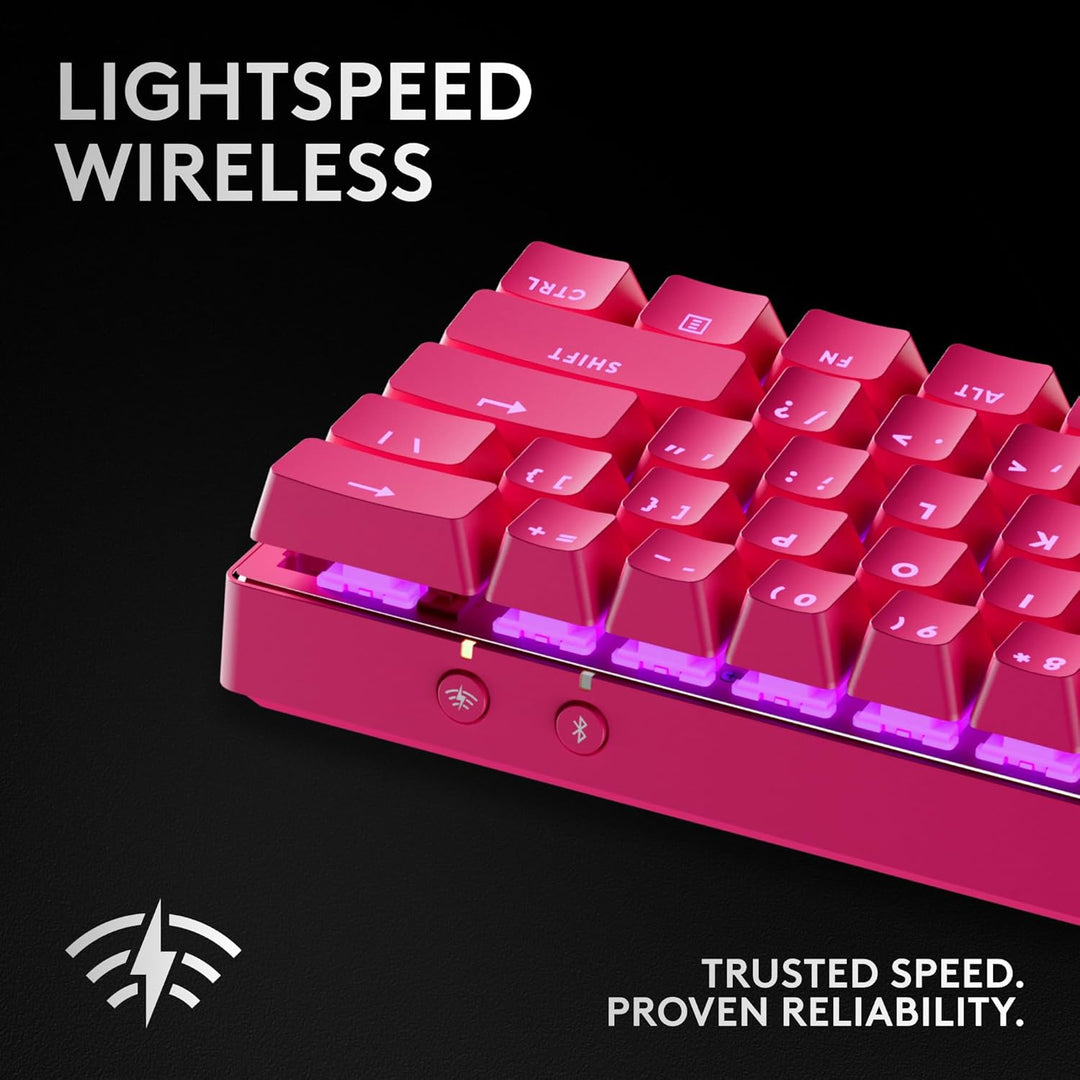 Logitech | PRO X 60 LIGHTSPEED Wireless Backlit Mechanical GX Optical Tactile Gaming Keyboard - Magenta | 920-011940