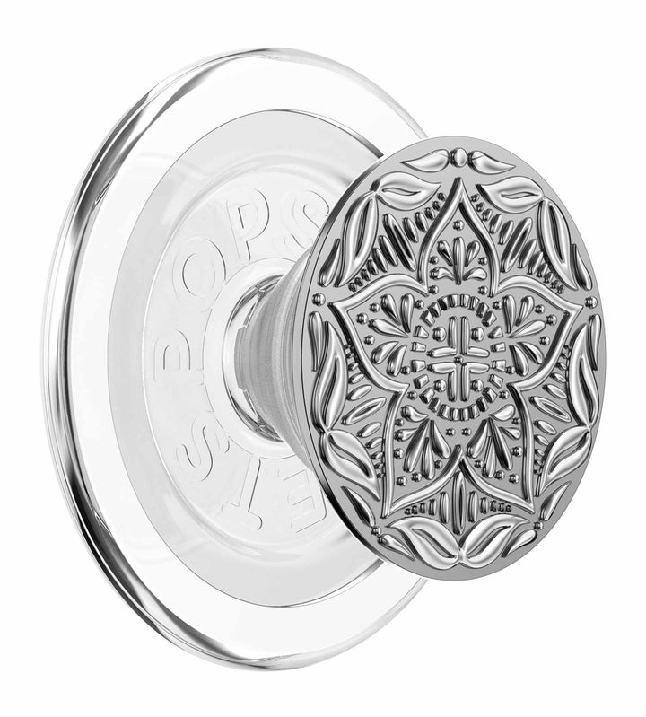//// Popsockets | PopGrip for MagSafe Round with Adapter Ring Enamel Silver Mandala | 123-0554