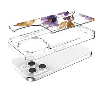 Caseco | Clear Design Case  iPhone 15 Pro - Purple Wildflower | ED24B3-00FX